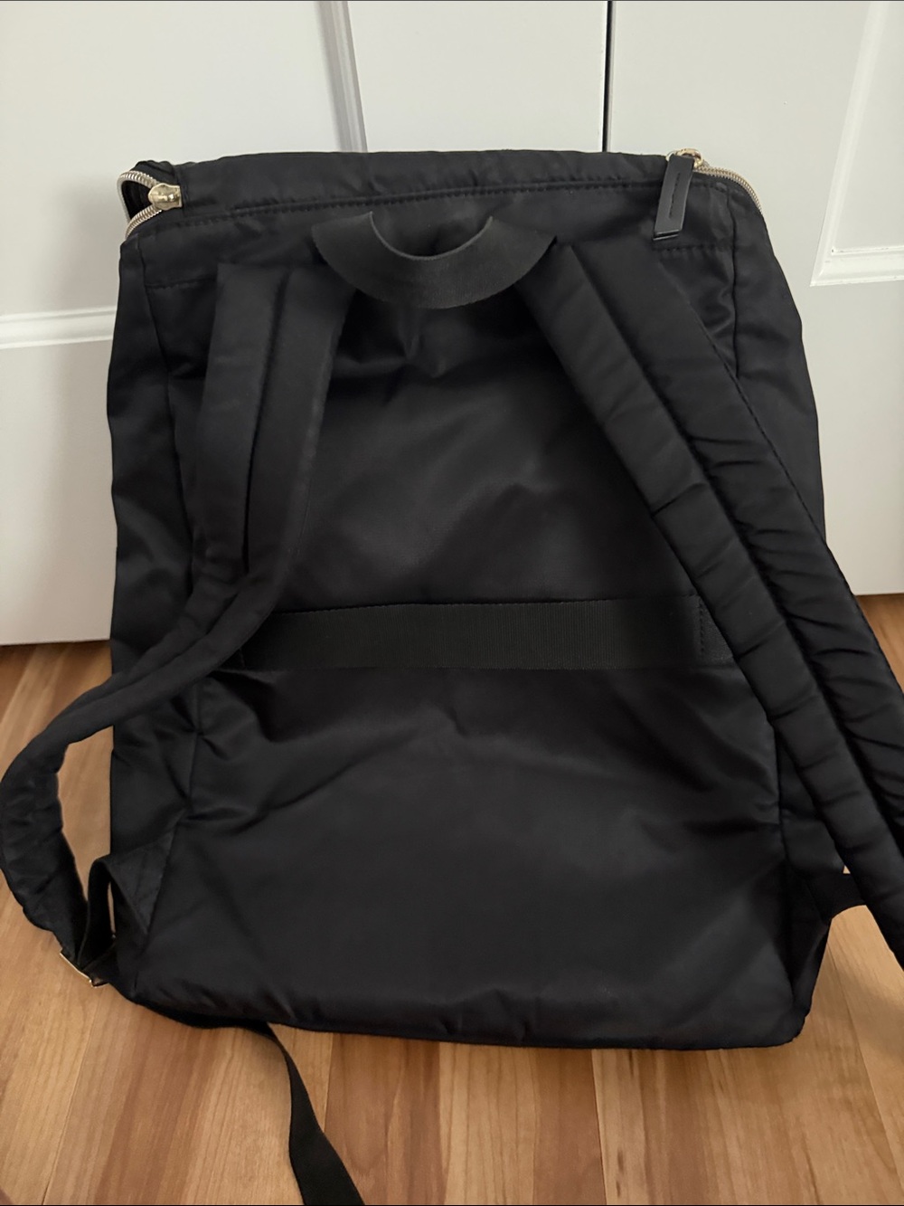 Black Samsonite Backpack, Gold Hardware, Used - Picture 5 of 5